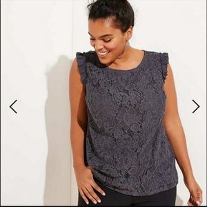 Loft Plus Grey Lace Blouse